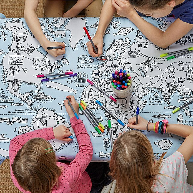 Map of the World Coloring Tablecloth
